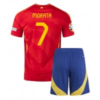 Španielsko Alvaro Morata #7 Domáci Detský futbalový dres ME 2024 Krátky Rukáv (+ trenírky)